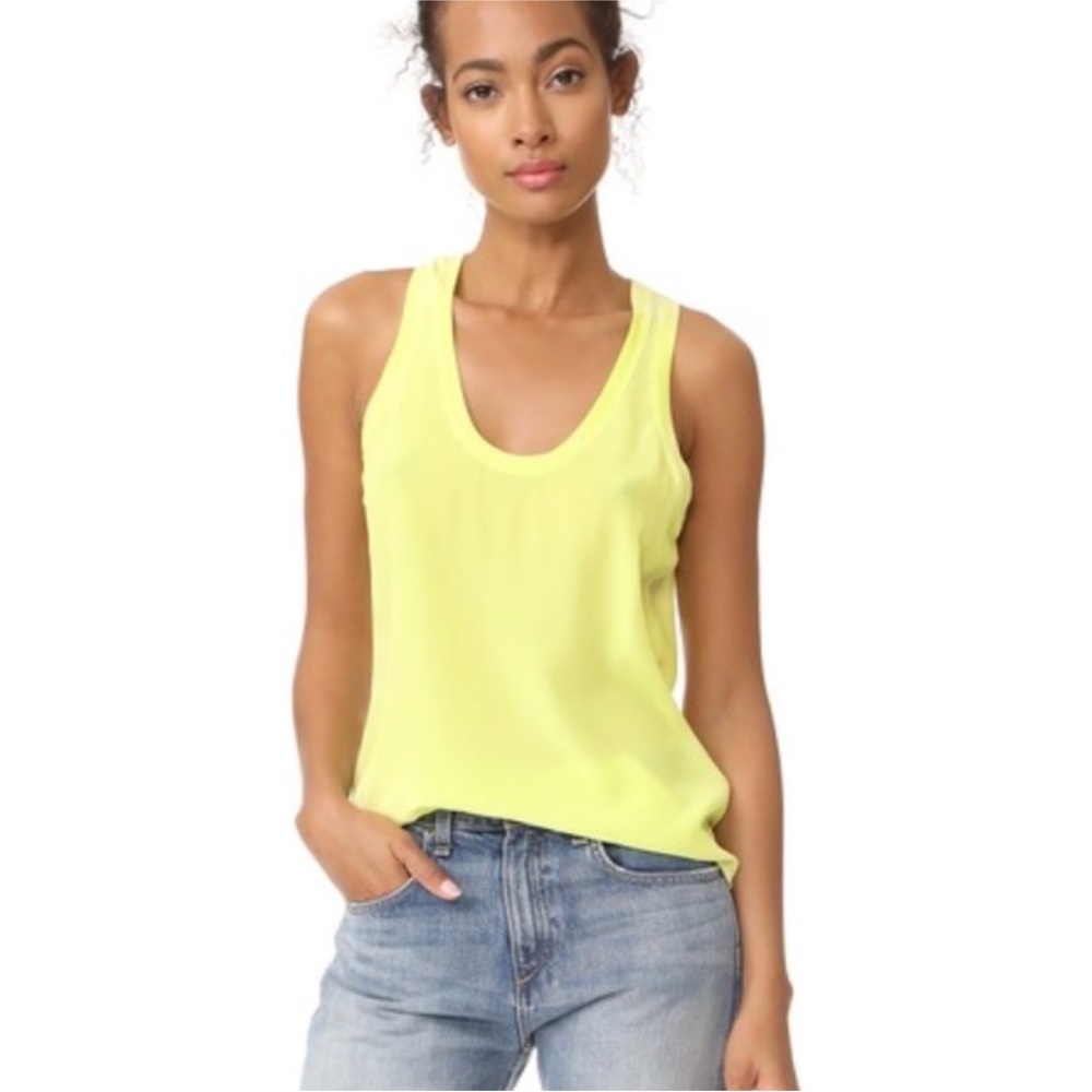 NWOT Equipment ‘Mel’ Tank Neon Yellow 100% Silk